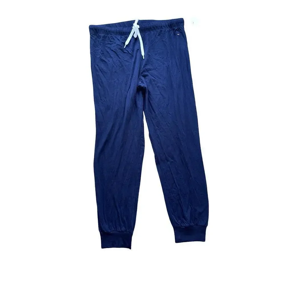 Tommy Hilfiger Men’s Regular Fit Drawstring Sleep Pajama Pants Blue  Large